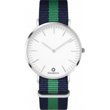 Montre Edelwatch 41 mm (Men) cadran argenté fond blanc (pile non incluse) - Bracelet bleu / vert