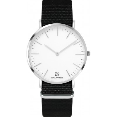 Edelwatch Uhr 41 mm (Men) Silver Zifferblatt Weiss (Batterie nicht enthalten) - Schwarzes Armband