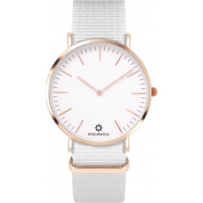 Montre Edelwatch 41 mm (Men) cadran doré fond blanc (pile non incluse) - Bracelet blanc