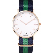 Montre Edelwatch 41 mm (Men) cadran doré fond blanc (pile non incluse) - Bracelet bleu / vert