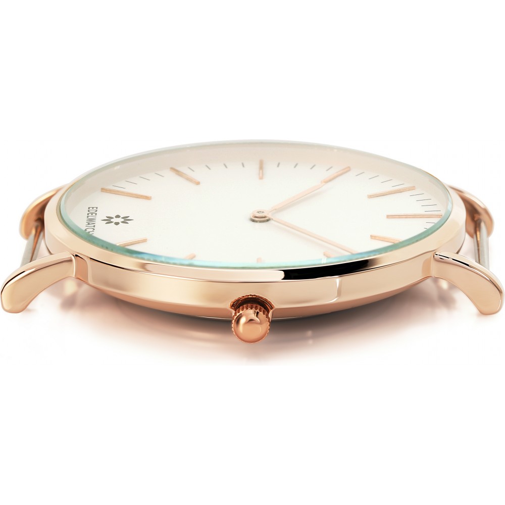 Montre Edelwatch 41 mm (Men) cadran doré fond blanc (pile non incluse) - Bracelet bleu / violet