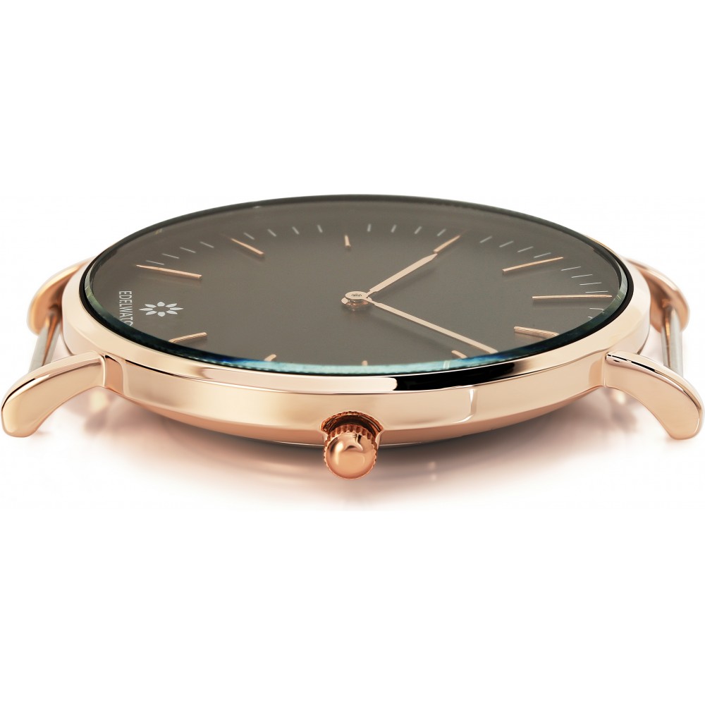 Montre Edelwatch 41 mm (Men) cadran doré fond noir (pile non incluse) - Bracelet noir