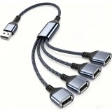 Multiprise USB-A vers 4x USB-A ports avec câble 30 cm hub charge multiple - Gris