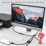 Multiprise USB-A vers 4x USB-A ports avec câble 30 cm hub charge multiple - Gris