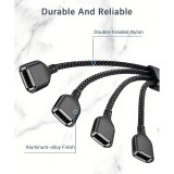Multiprise USB-A vers 4x USB-A ports avec câble 30 cm hub charge multiple - Gris