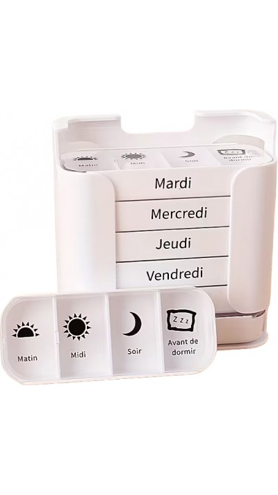 Organisateur de pilules hebdomadaire VANYARLIFE 7 jours organisateur portable matin/midi/soir - Blanc