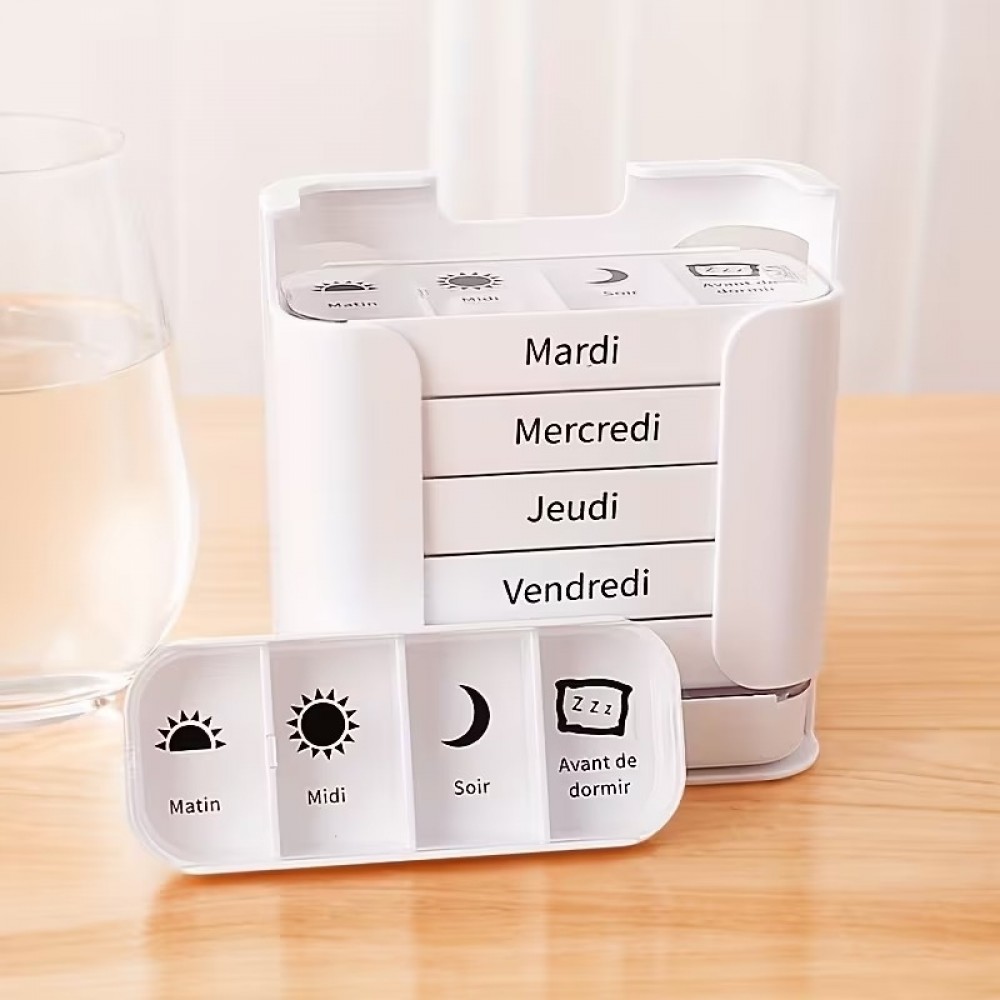 Organisateur de pilules hebdomadaire VANYARLIFE 7 jours organisateur portable matin/midi/soir - Blanc