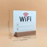 Panneau WiFi 2D en acrylique avec socle bois affiche mot de passe pour maison ou restaurant - Blanc