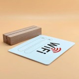 Panneau WiFi 2D en acrylique avec socle bois affiche mot de passe pour maison ou restaurant - Blanc