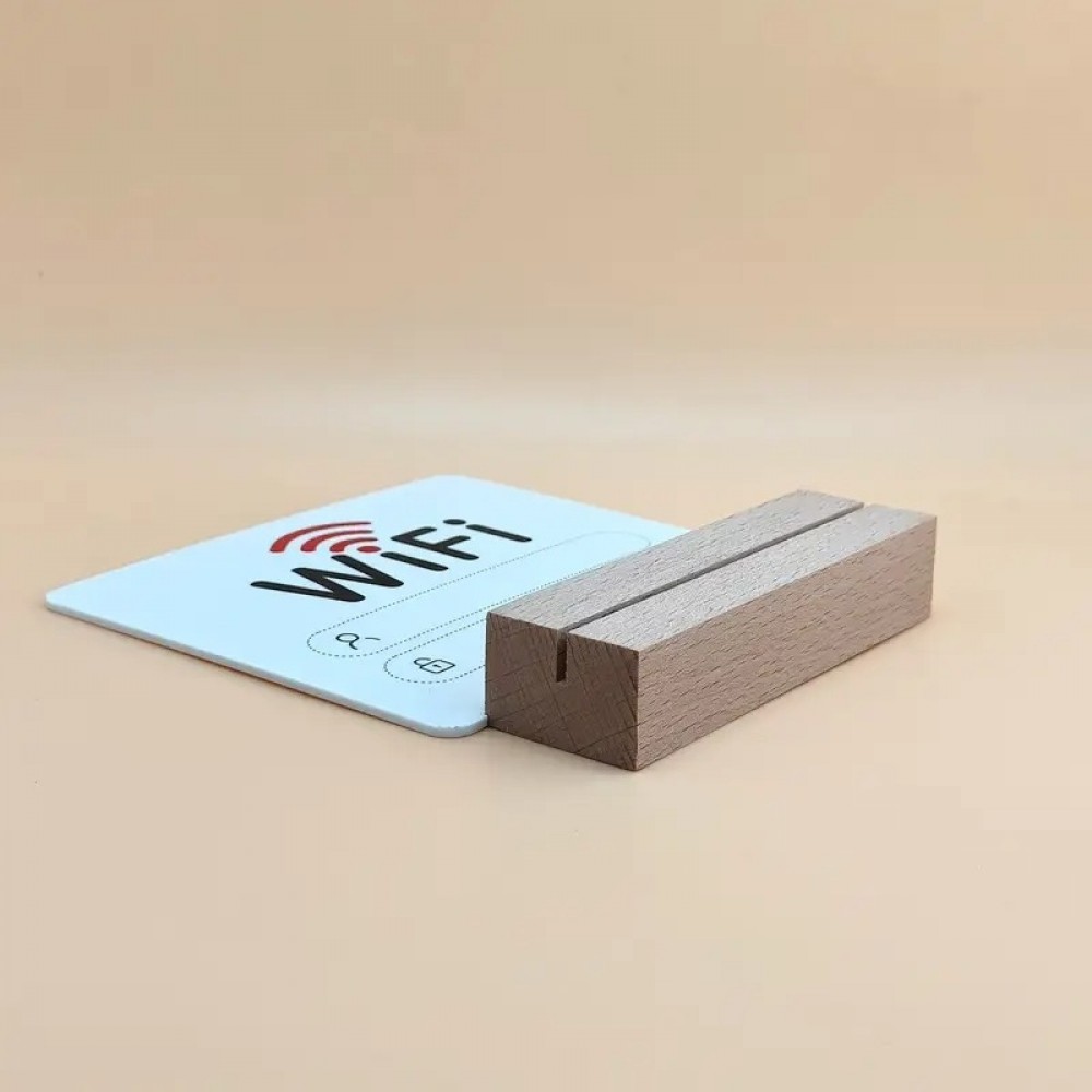 Panneau WiFi 2D en acrylique avec socle bois affiche mot de passe pour maison ou restaurant - Blanc