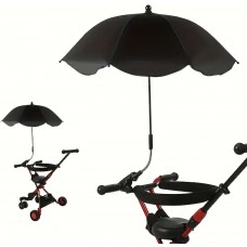 Parasol 360&deg; avec pince pour poussette ou chaise protection UV fixation facile et toile polyester - Noir