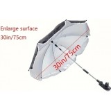 Parasol 360&deg; avec pince pour poussette ou chaise protection UV fixation facile et toile polyester - Noir