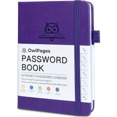 Password Book - Passwort-Organizer mit alphabetischen Register für Senioren, Internet-Zugang in Taschenformat - Lila
