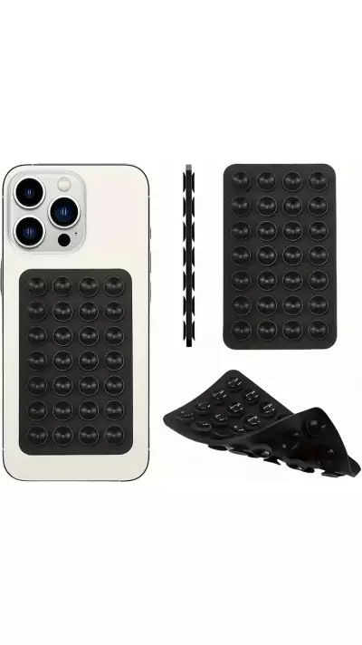 Patch en silicone support universel double côté à ventouse pour téléphone forte adhérence - Noir