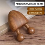Peigne Gua Sha en bois de santal massage facial outil de beaut&eacute; masseur pour le visage - Brun