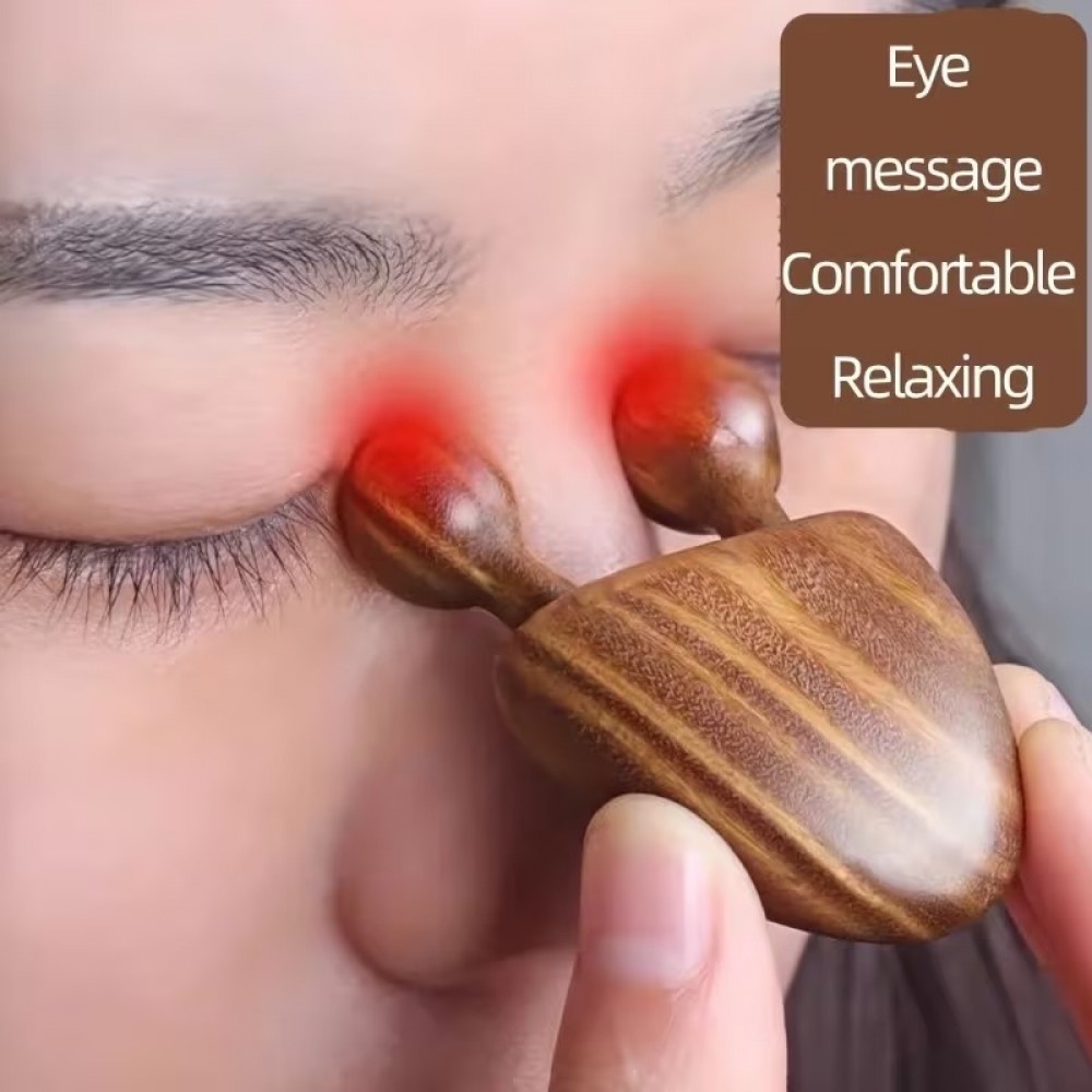Peigne Gua Sha en bois de santal massage facial outil de beaut&eacute; masseur pour le visage - Brun