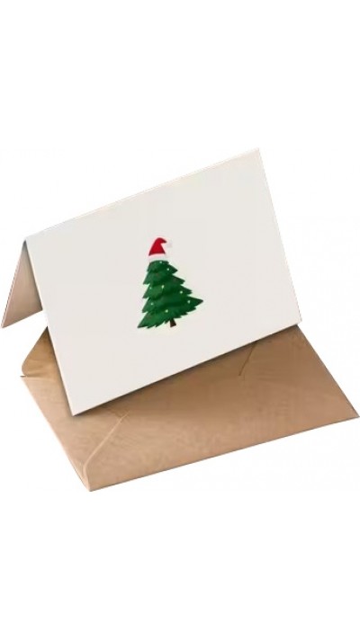 Petite carte de v&oelig;ux de No&euml;l avec chapeau de P&egrave;re No&euml;l et avec enveloppe festive et originale - Vert