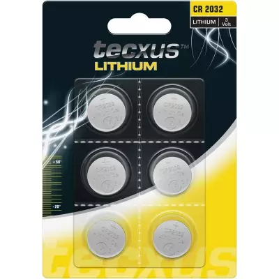 Tecxus CR2032 Lithium-Knopfzellen 3 V (Blister mit 6 Batterien)