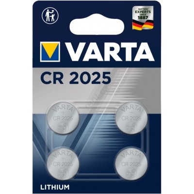 Piles boutons Varta CR 2025 haute performance pour appareils &eacute;lectroniques (pack de 4 pi&egrave;ces) - 