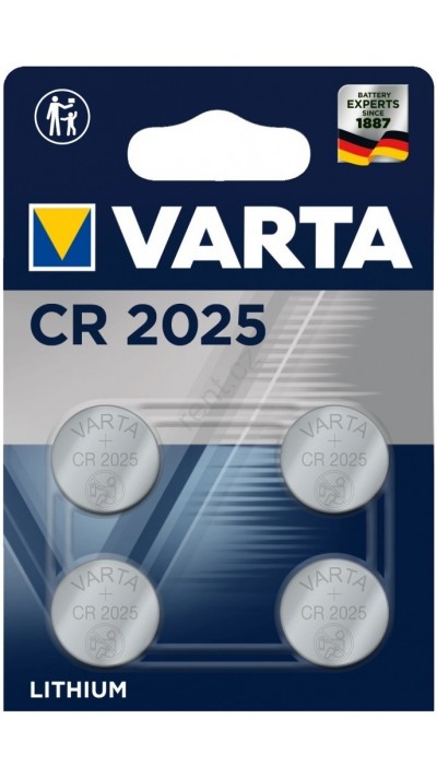 Piles boutons Varta CR 2025 haute performance pour appareils électroniques (pack de 4 pièces) - 