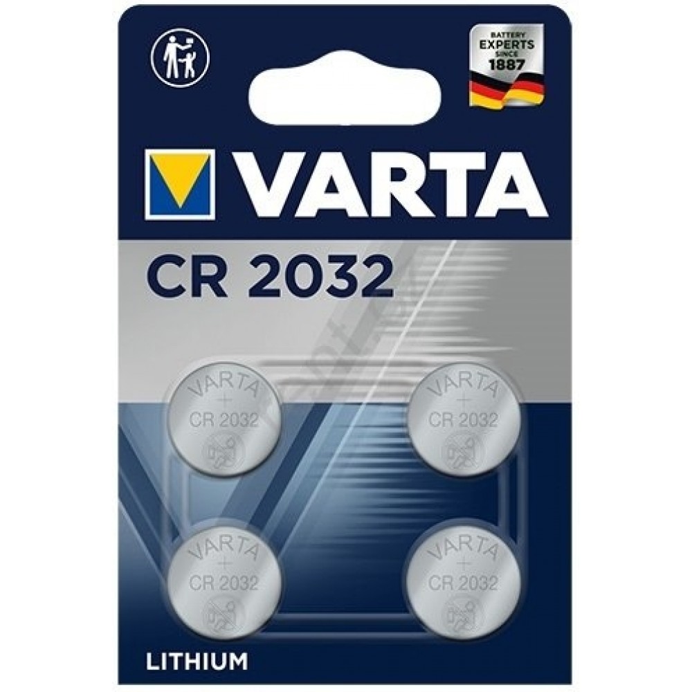 Piles boutons Varta CR 2032 haute performance pour appareils électroniques (pack de 4 pièces) - 