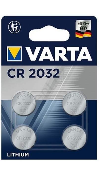 Piles boutons Varta CR 2032 haute performance pour appareils électroniques (pack de 4 pièces) - 