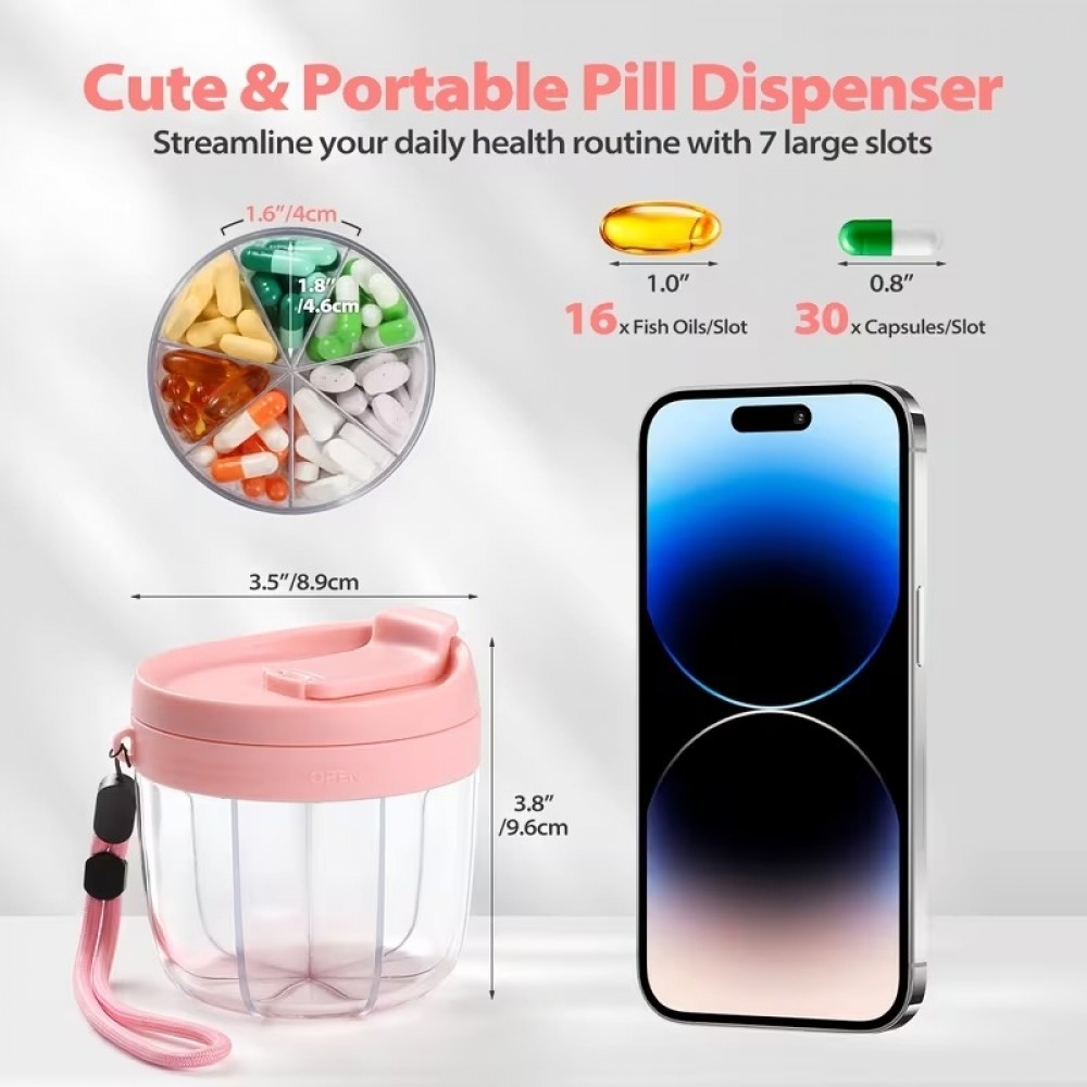 Pilulier semainier XXL bo&icirc;te &agrave; vitamines 7 compartiments spacieux avec ouverture facile - Noir