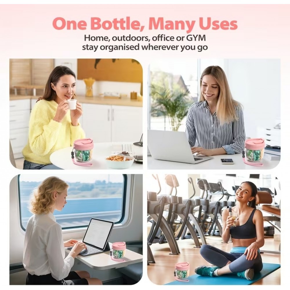 Pilulier semainier XXL bo&icirc;te &agrave; vitamines 7 compartiments spacieux avec ouverture facile - Noir