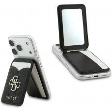 Porte-cartes Guess 4G en m&eacute;tal support MagSafe fonction stand avec miroir - Noir