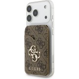 Porte-cartes Guess 4G en m&eacute;tal support MagSafe fonction stand avec miroir - Brun