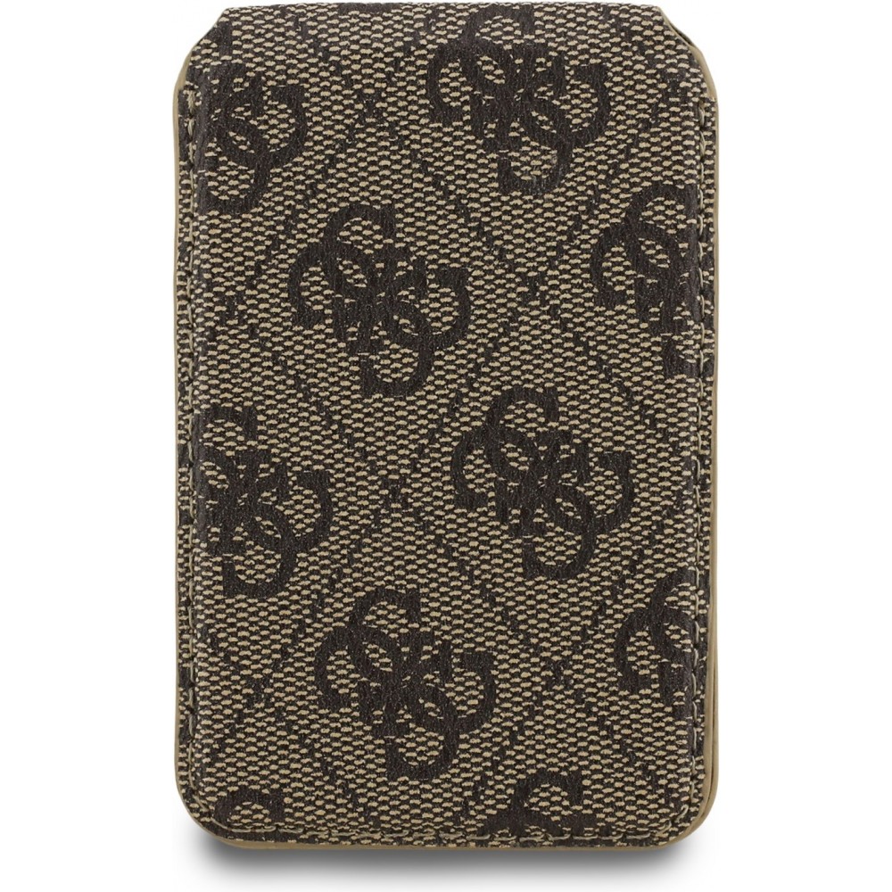 Porte-cartes Guess 4G en m&eacute;tal support MagSafe fonction stand avec miroir - Brun