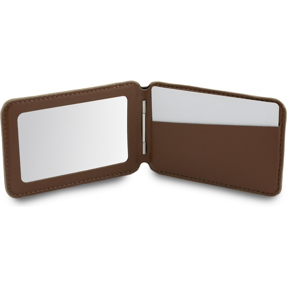 Porte-cartes Guess 4G en m&eacute;tal support MagSafe fonction stand avec miroir - Brun