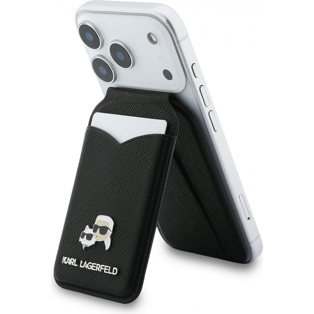 Porte-cartes  Karl Lagerfeld support avec miroir MagSafe &eacute;l&eacute;gant et pratique - Noir
