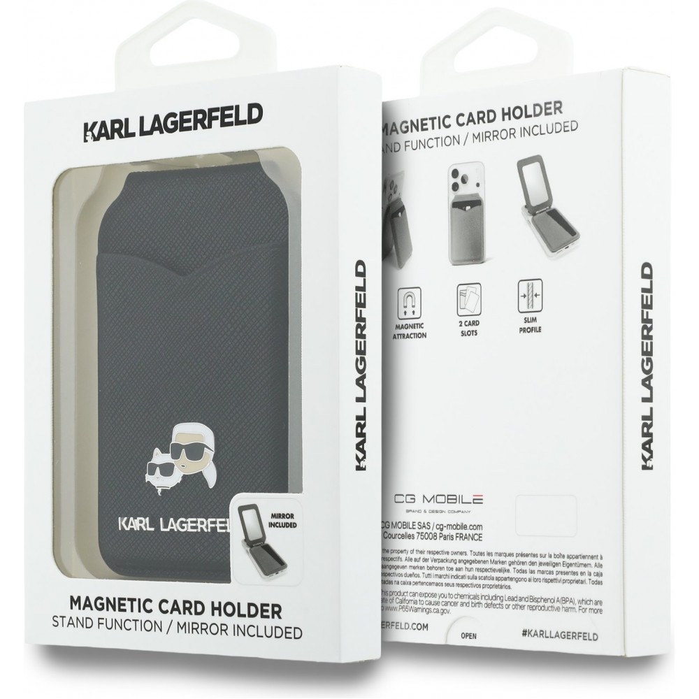 Porte-cartes  Karl Lagerfeld support avec miroir MagSafe &eacute;l&eacute;gant et pratique - Noir