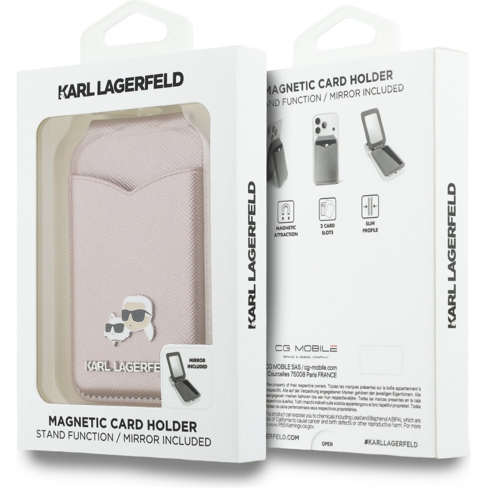 Porte-cartes  Karl Lagerfeld support avec miroir MagSafe &eacute;l&eacute;gant et pratique - Rose