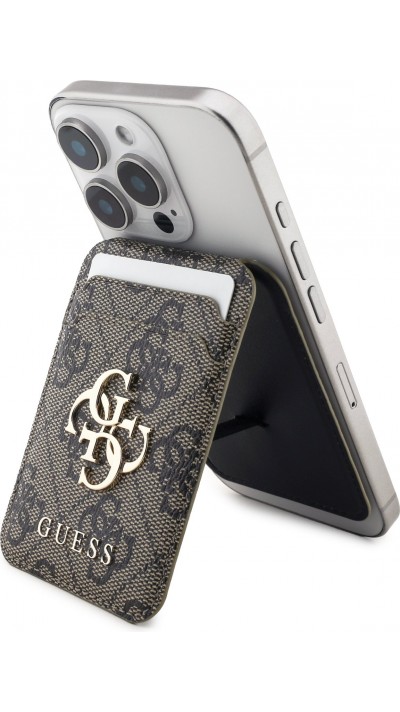 MagSafe-kompatible Magnetkartenhalter mit integriertem Guess Metall-Logo - Braun