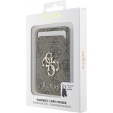 Porte-cartes magnétique compatible MagSafe avec support intégré logo Guess en métal - Brun