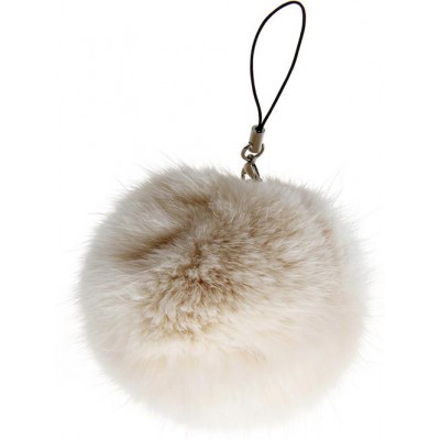Porte-clés / bijoux universel - Mini "Fluffy" boule en peluche - Beige