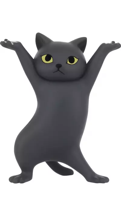 Porte-stylos en forme de chat organisateur de bureau original cadeau mignon pour fournitures scolaires et bureau - Noir