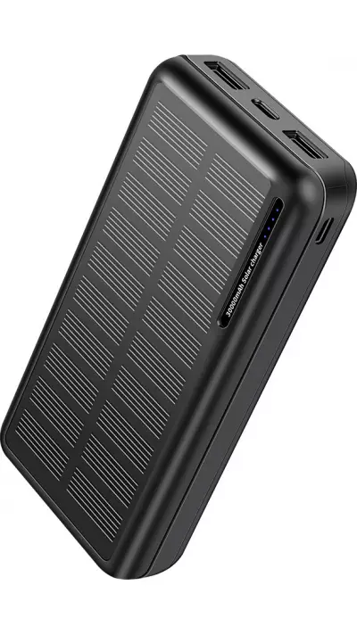 Power Bank Outdoor solaire 30000mAh double USB LED haute capacité - Noir
