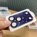 Luxuriöser 3D Kamera-Schutz für mit Strass und gehärtetem Metall-Glas-Rückseite - Blau - iPhone 17 Pro Max