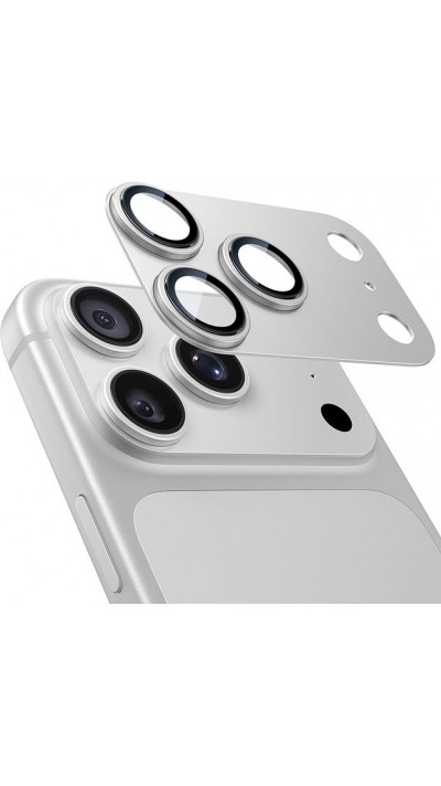 Ultraresistente vollständige Glas-Schutzabdeckung für Kamera mit Stoßschutz - Silber - iPhone 17 Pro Max