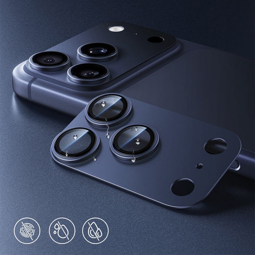 Protection caméra antichoc en verre trempé couverture intégrale ultra résistante - Bleu - iPhone 17 Pro