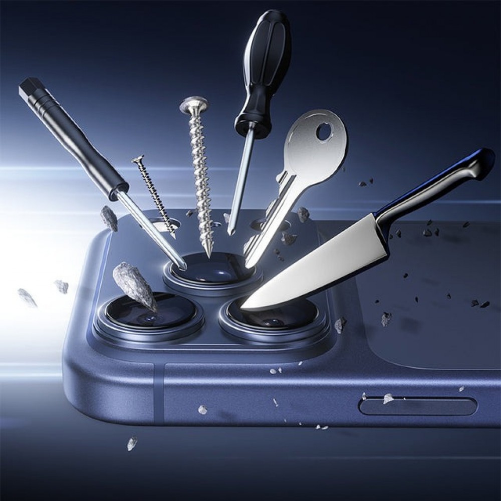 Protection caméra antichoc en verre trempé couverture intégrale ultra résistante - Orange - iPhone 17 Pro