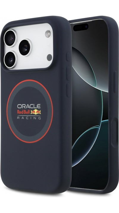 Coque iPhone 17 Pro - Red Bull Racing MagSafe en silicone avec anneau rouge - Bleu