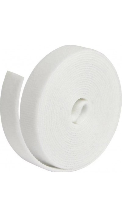 Rouleau de bande velcro adh&eacute;sive pour c&acirc;bles solution de rangement et organisation des fils &eacute;lectriques - Blanc