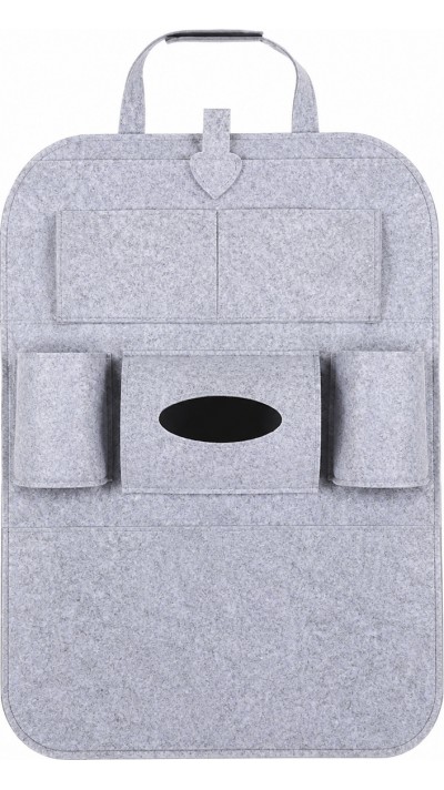 Sac de rangement universel pour si&egrave;ge arri&egrave;re de voiture organisateur de coffre en feutre &eacute;lastique 6 poches accessoires auto suspendus - Gris