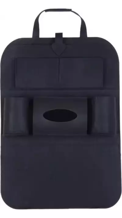 Sac de rangement universel pour si&egrave;ge arri&egrave;re de voiture organisateur de coffre en feutre &eacute;lastique 6 poches accessoires auto suspendus - Noir