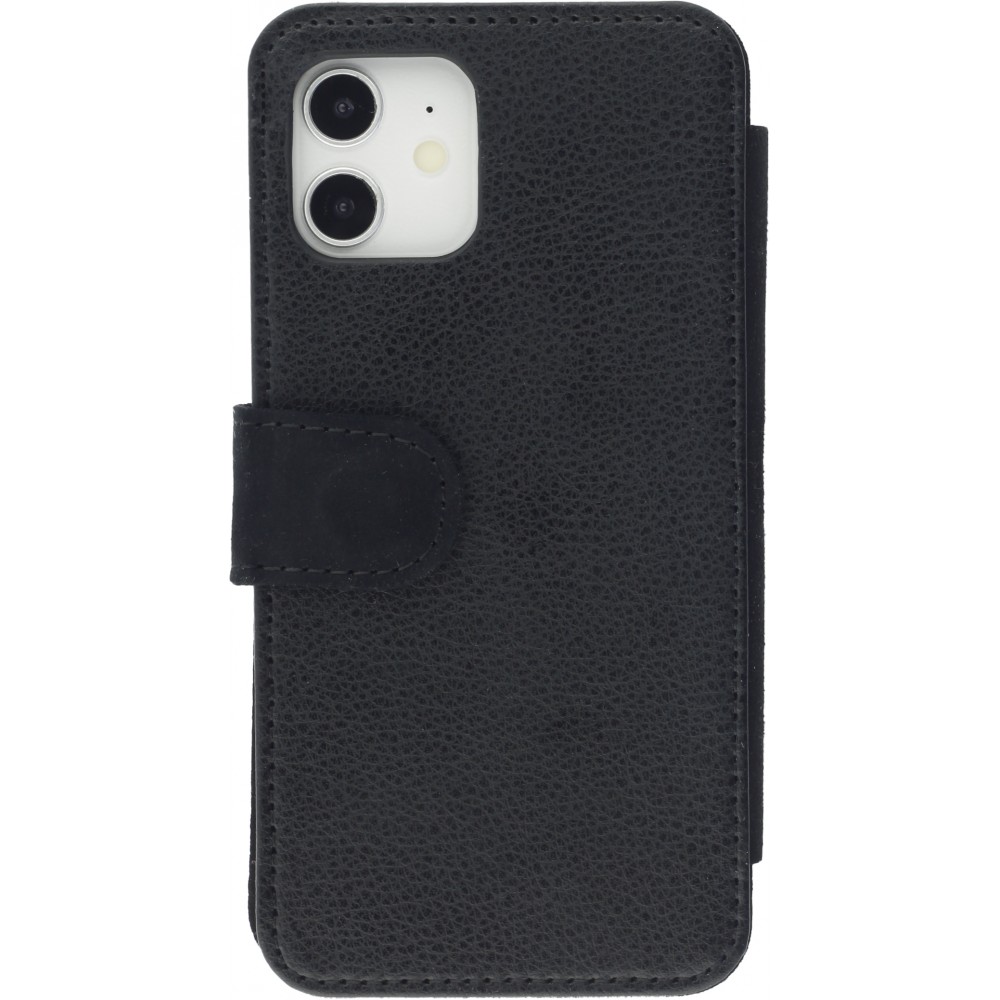 Coque iPhone 12 / 12 Pro - Wallet noir Carbon Basic