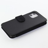 Coque iPhone 12 / 12 Pro - Wallet noir Cat eyes